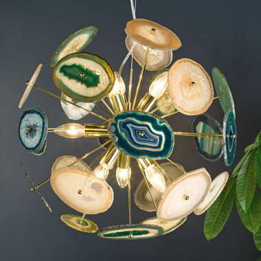 Image of Dar Achates Agate 9 Light Ceiling Pendant
