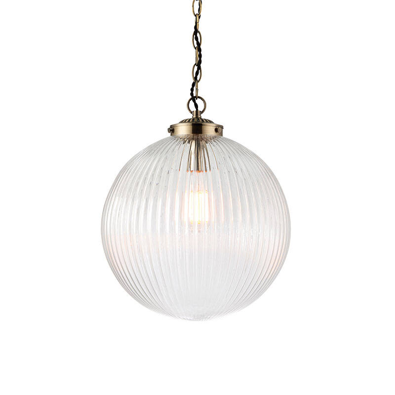 Image of Endon Brydon Ribbed Glass Ceiling Pendant Light