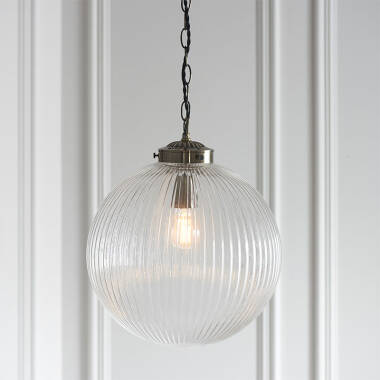 Image of Endon Brydon Ribbed Glass Ceiling Pendant Light