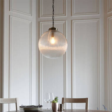 Image of Endon Brydon Ribbed Glass Ceiling Pendant Light