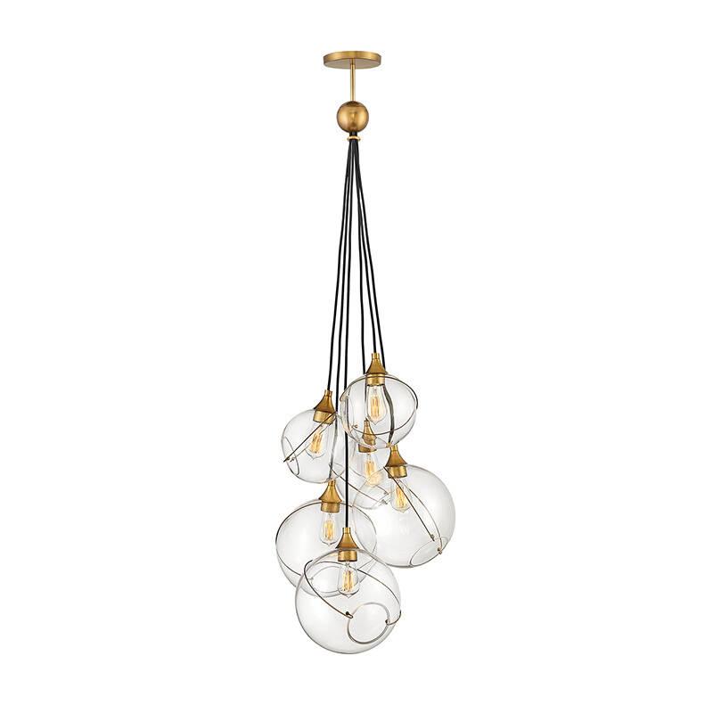 Image of Quintiesse Skye 6 Light Glass Cluster Ceiling Pendant