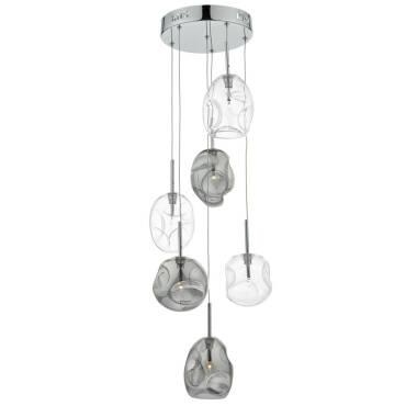 Dar Quinn 6 Light Glass Cluster Ceiling Pendant