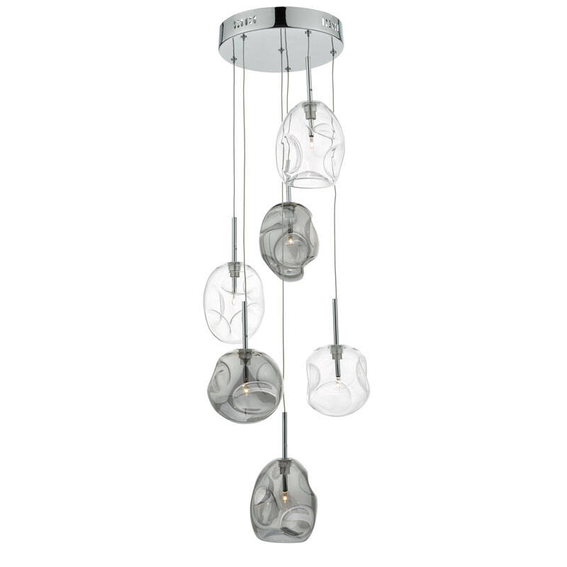 Image of Dar Quinn 6 Light Glass Cluster Ceiling Pendant