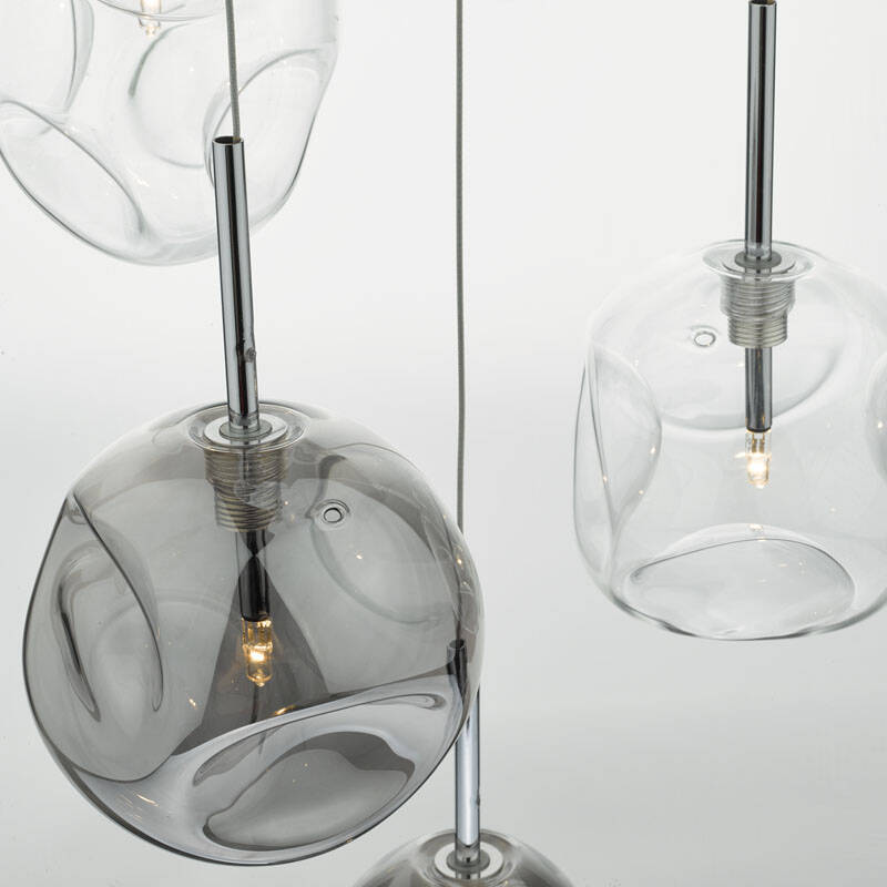 Image of Dar Quinn 6 Light Glass Cluster Ceiling Pendant