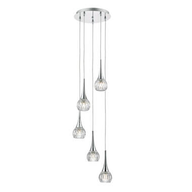 Dar Lyall 5 Light Glass Cascade Ceiling Pendant