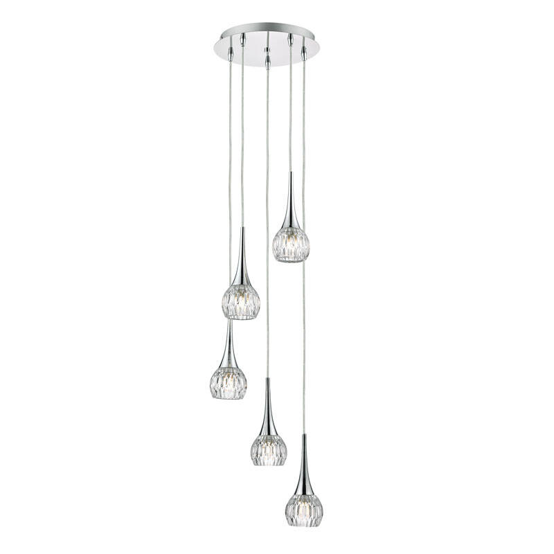 Image of Dar Lyall 5 Light Glass Cascade Ceiling Pendant