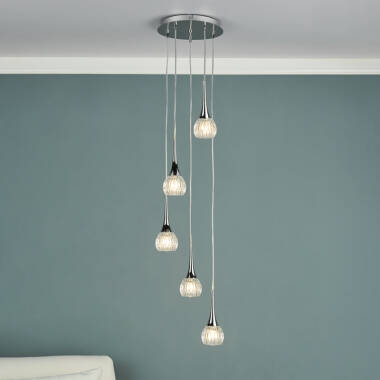 Image of Dar Lyall 5 Light Glass Cascade Ceiling Pendant