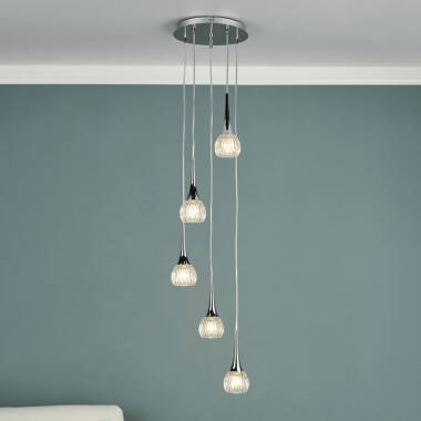 Image of Dar Lyall 5 Light Glass Cascade Ceiling Pendant
