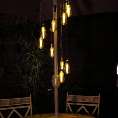 Filament Battery Operated LED Festoon Spiral Chandelier - 10 Lights