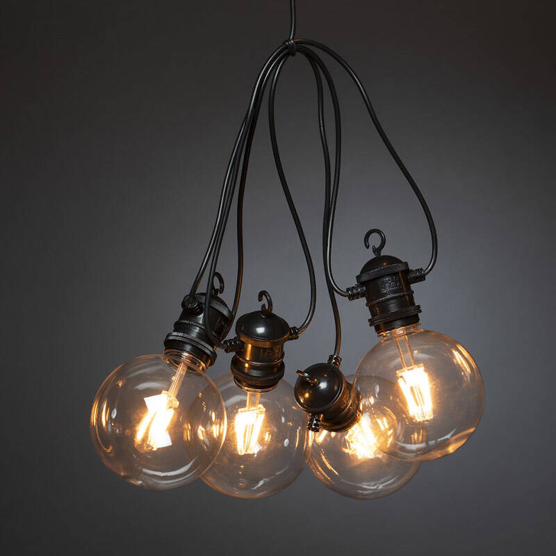 Image of Konstsmide 9.15M Amber LED Globe Festoon Lights - 10 Light Starter Set