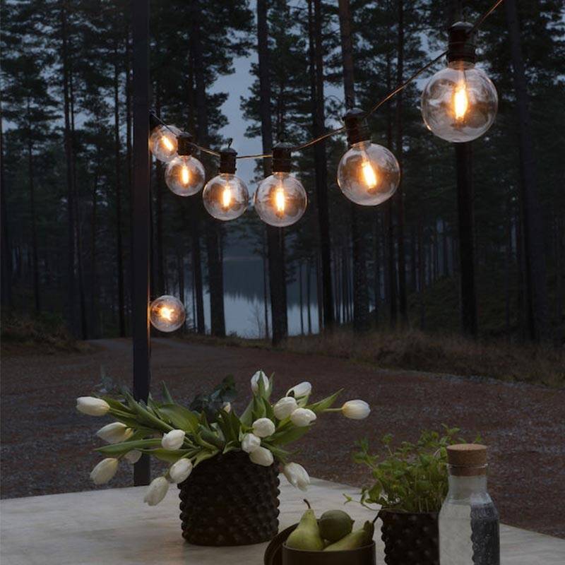 Image of Konstsmide 9.15M Amber LED Globe Festoon Lights - 10 Light Starter Set