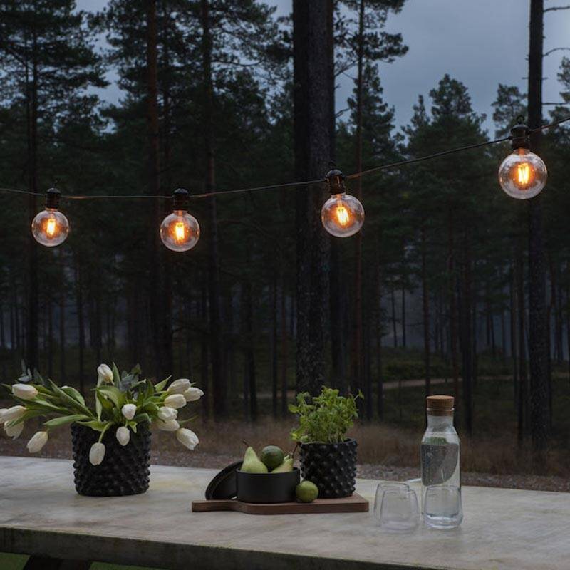 Image of Konstsmide 9.15M Amber LED Globe Festoon Lights - 10 Light Starter Set
