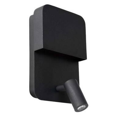 Image of Lucide Boxer Wall Light with LED Reading Light and USB Charging Port