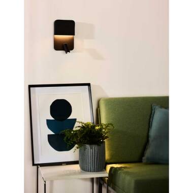 Image of Lucide Boxer Wall Light with LED Reading Light and USB Charging Port
