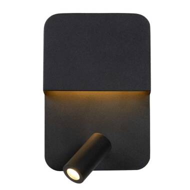 Image of Lucide Boxer Wall Light with LED Reading Light and USB Charging Port