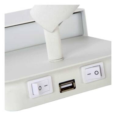 Image of Lucide Boxer Wall Light with LED Reading Light and USB Charging Port
