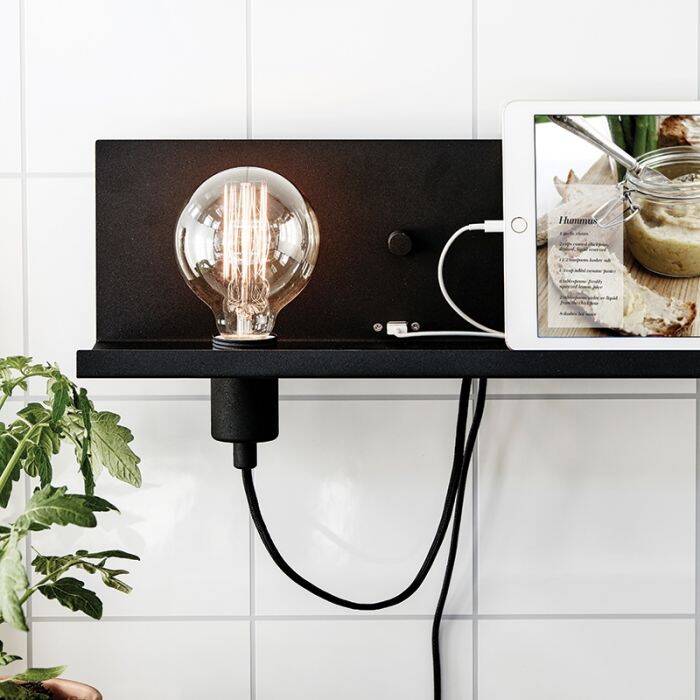 Image of Multi Shelf and Wall Light with Plug & USB Charging Port