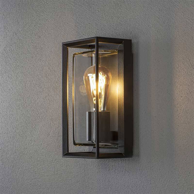 Image of Konstsmide Brindisi Half Lantern Outdoor Wall Light with Microwave Sensor