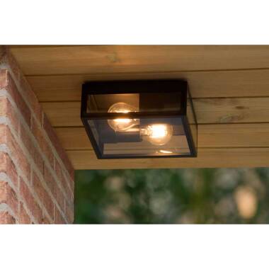 Image of Lucide Dukan 2 Light Half Lantern Outdoor Flush Light