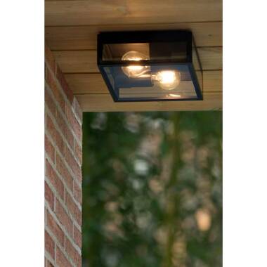 Image of Lucide Dukan 2 Light Half Lantern Outdoor Flush Light