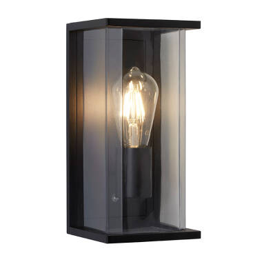 Image of Searchlight Ashby Half Lantern Outdoor Wall Light with Dusk to Dawn Sensor