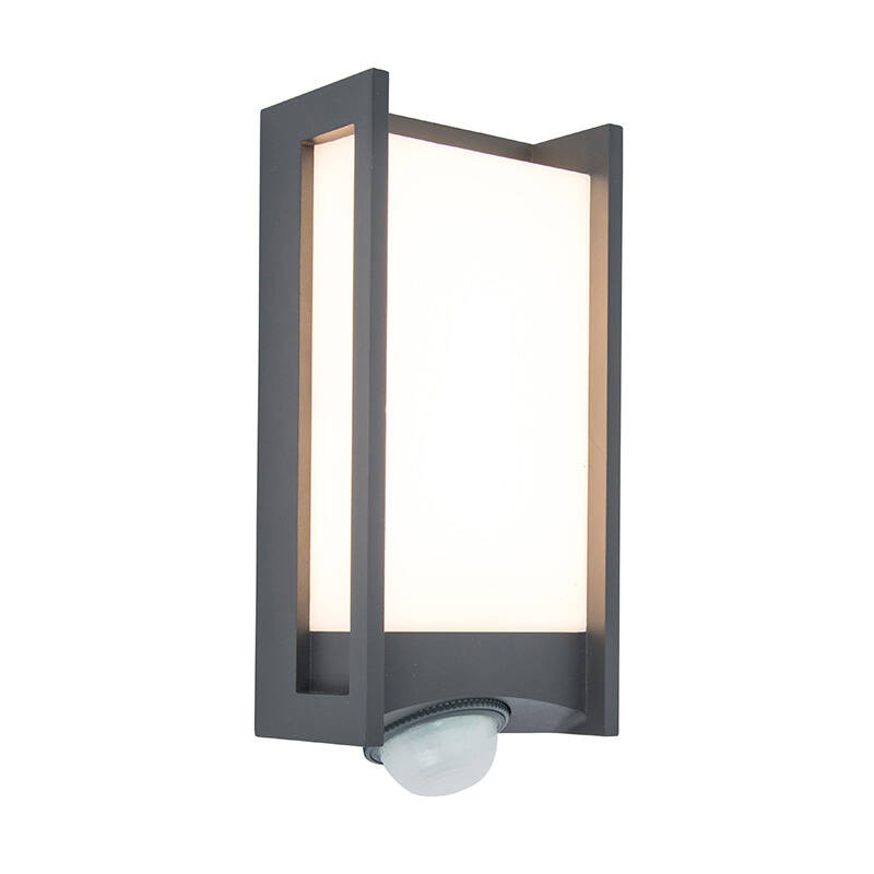 Image of Lutec Qubo LED Outdoor Flush Wall Light with PIR Sensor