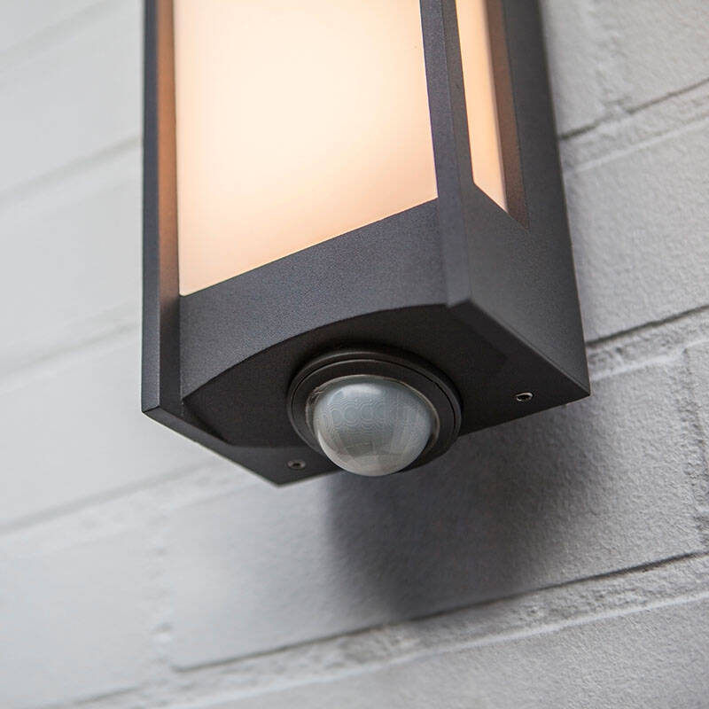 Image of Lutec Qubo LED Outdoor Flush Wall Light with PIR Sensor