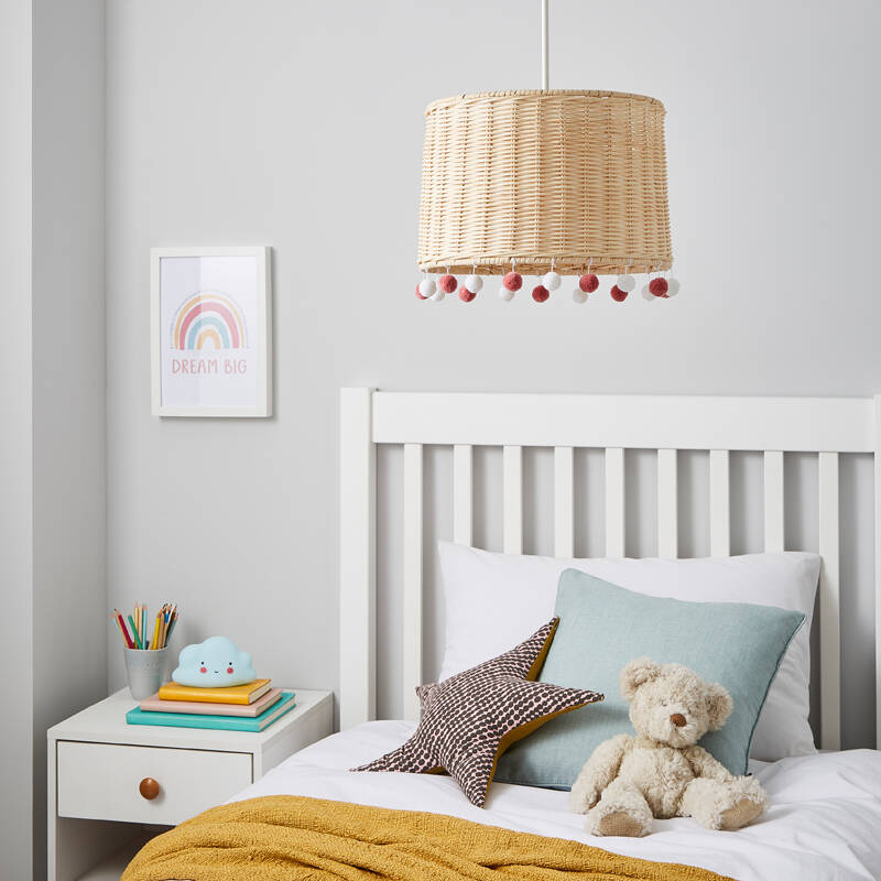 Image of Glow Rattan Pom Pom Ceiling Pendant Shade