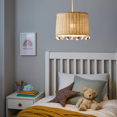 Image of Glow Rattan Pom Pom Ceiling Pendant Shade