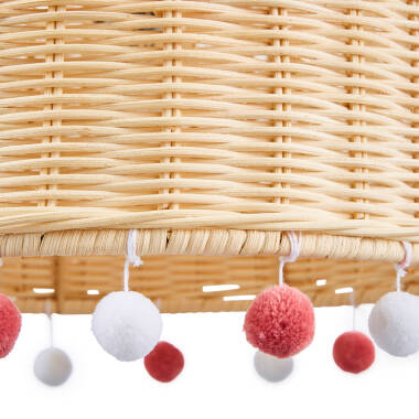 Image of Glow Rattan Pom Pom Ceiling Pendant Shade