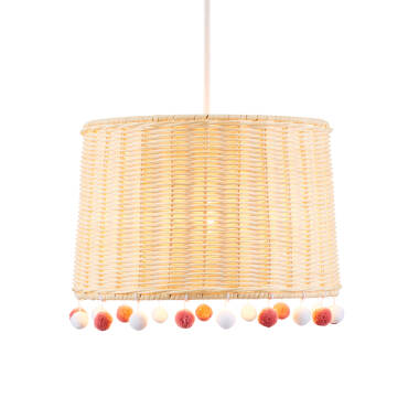 Image of Glow Rattan Pom Pom Ceiling Pendant Shade