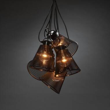 Image of Konstsmide 9.15M Amber LED Cage Shade Festoon Lights - 10 Light Starter Set
