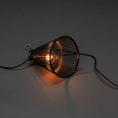 Image of Konstsmide 9.15M Amber LED Cage Shade Festoon Lights - 10 Light Starter Set