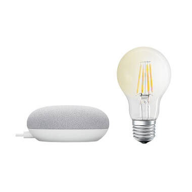 Image of Ledvance Smart+ 6W LED Dimmable Bluetooth Decorative Filament GLS Bulb with Google Nest Mini Starter Kit - Screw Cap