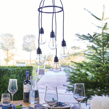 Image of Spiral Battery Operated LED Feature Cluster Pendant Light - 5 Lights