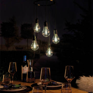 Image of Spiral Battery Operated LED Feature Cluster Pendant Light - 5 Lights