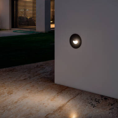 Image of Edit Guell 2W Round Aluminium LED Recessed Wall Light IP65