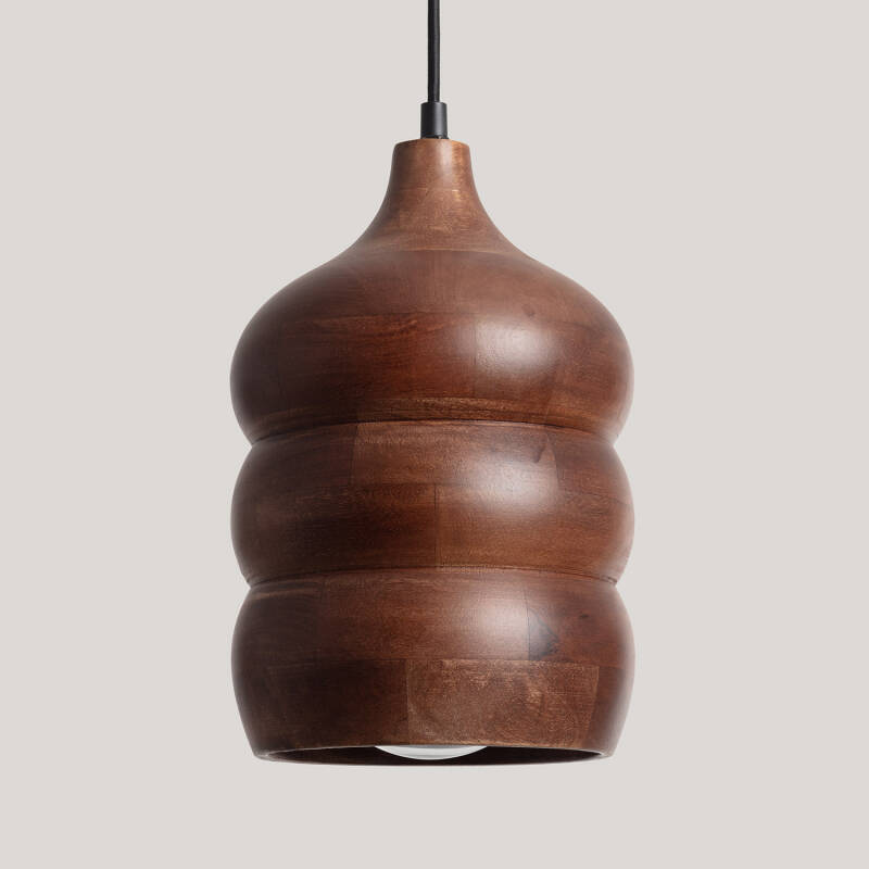 Image of Iluzzia Kanan I Wood Ceiling Pendant Light