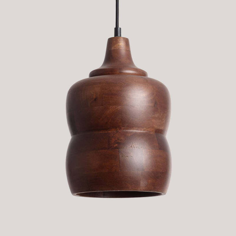 Image of Iluzzia Kanan II Wood Ceiling Pendant Light