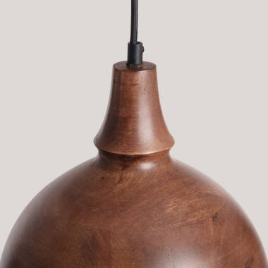 Image of Iluzzia Kanan II Wood Round Ceiling Pendant Light