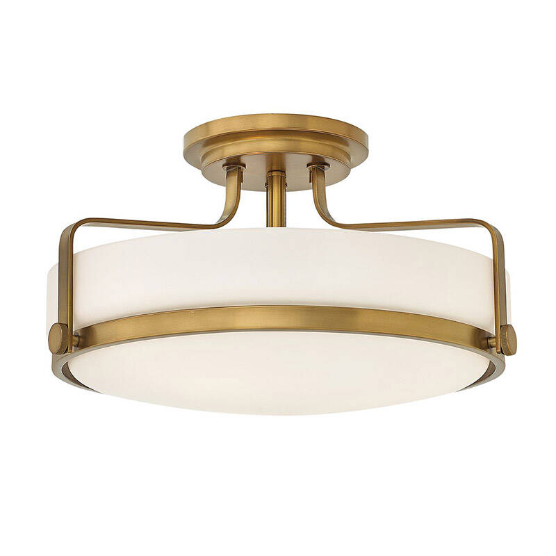Image of Hinkley Harper 3 Light Glass Semi-Flush Ceiling Light