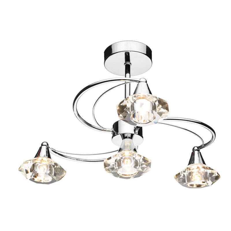 Image of Dar Luther 4 Arm Semi-Flush Ceiling Light