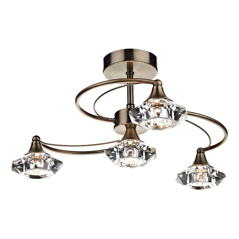 Image of Dar Luther 4 Arm Semi-Flush Ceiling Light