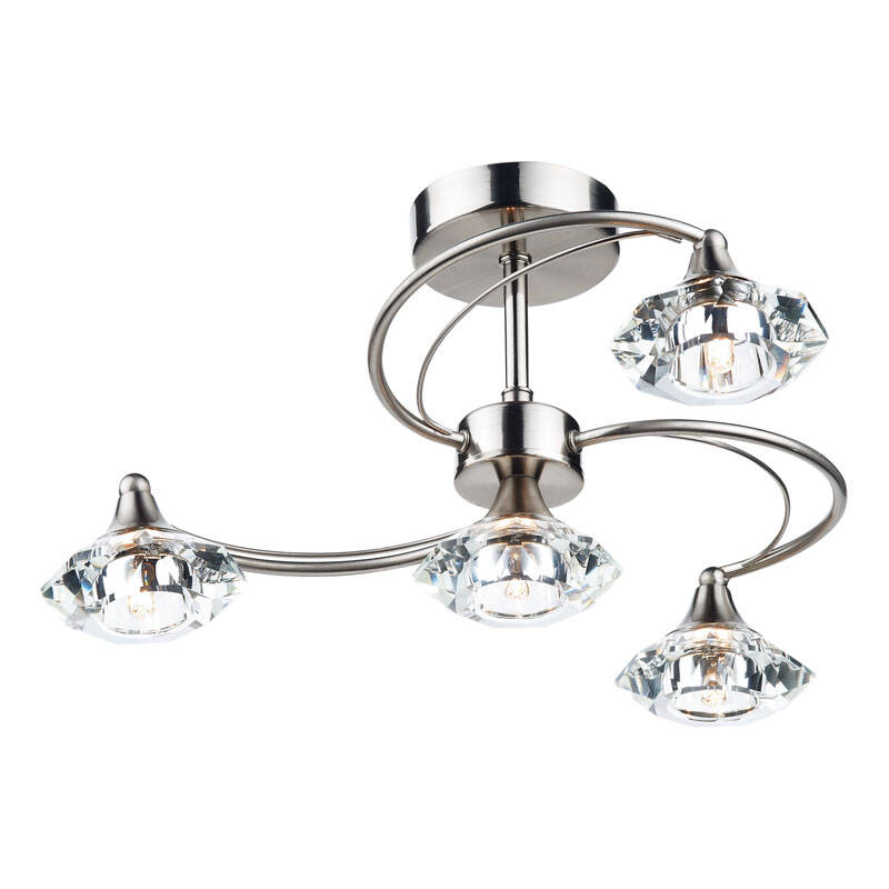 Image of Dar Luther 4 Arm Semi-Flush Ceiling Light