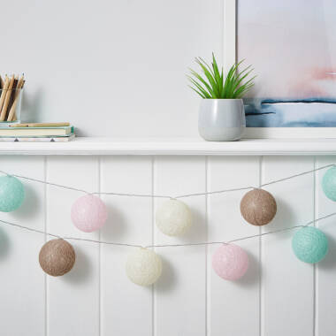 Glow Pom Pom Battery Operated LED String Lights - 20 Lights