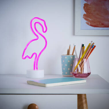 Glow Flamingo Battery Operated LED LED Neon Table Light
