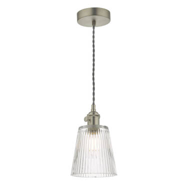 Dar Hadano Ribbed Glass Ceiling Pendant Light