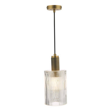 Dar Nikolas Ribbed Glass Ceiling Pendant Light
