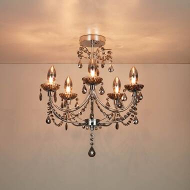 Searchlight Luna 5 Arm Semi-Flush Bathroom Chandelier