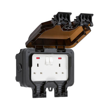 13A 2 Gang Double Pole Switch Outdoor Power Socket